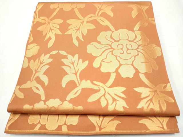 平和屋着物●織物一筋名門　織悦　全通柄　本袋帯　更紗花文　金糸　正絹　逸品　CABA5035hy