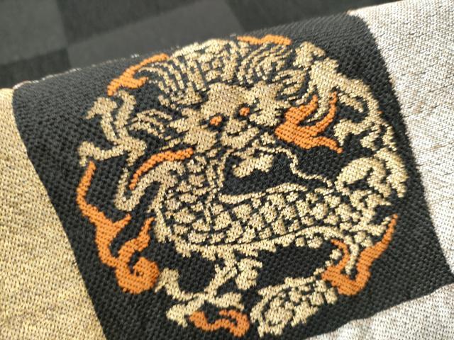 平和屋着物●アンティーク　大正ロマン　六通柄　京袋帯　龍　黒地　金銀糸　正絹　逸品　CABA5047hy