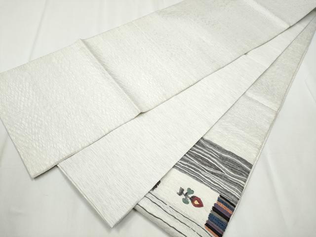 平和屋着物▽スリーシーズン　春夏秋　太鼓柄袋帯　櫛織　草花文　正絹　逸品　CABA5053hy