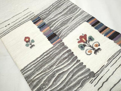 平和屋着物▽スリーシーズン　春夏秋　太鼓柄袋帯　櫛織　草花文　正絹　逸品　CABA5053hy