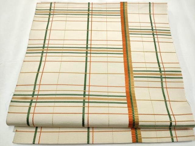 平和屋着物●本場筑前博多織　八寸名古屋帯　格子花文　正絹　逸品　CABB9400hy 楽天市場】平和屋2□極上 夏物 本場筑前博多織 八寸名古屋帯 隆毘間道