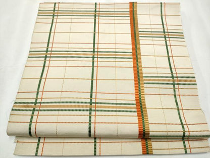 平和屋着物●本場筑前博多織　八寸名古屋帯　格子柄　正絹　逸品　CABA5059hy