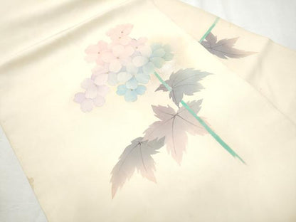 平和屋着物●塩瀬 九寸名古屋帯 手描き 枝花文 金銀彩 正絹 逸品 CABA5060hy