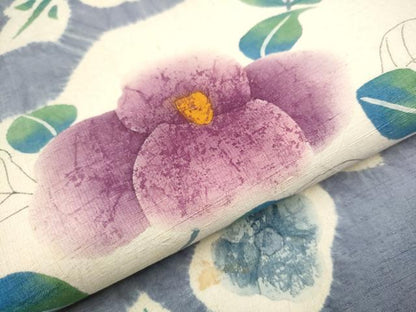 平和屋着物●九寸名古屋帯 紬地 絞り 枝花文 正絹 逸品 CABA5062hy