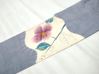 平和屋着物●九寸名古屋帯 紬地 絞り 枝花文 正絹 逸品 CABA5062hy