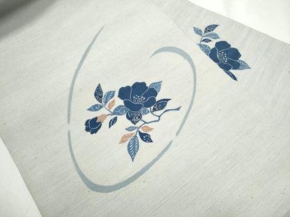 平和屋着物●九寸名古屋帯 ぜんまい紬 型染め 枝花文 正絹 逸品 CABA5072hy