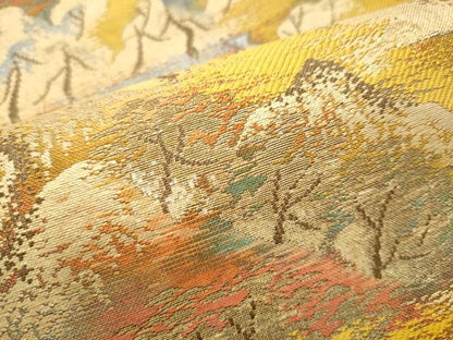 平和屋着物●本場筑前博多織　八寸名古屋帯　遠山風景文　金銀糸　正絹　逸品　CABA5073hy