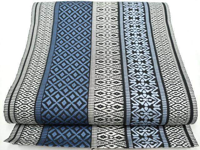 平和屋着物●八寸名古屋帯　吉祥間道　献上　黒地　正絹　逸品　CABA5082hy