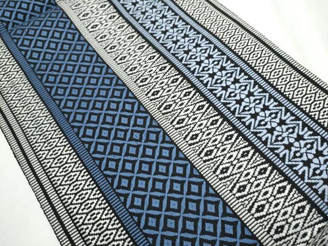 平和屋着物●八寸名古屋帯　吉祥間道　献上　黒地　正絹　逸品　CABA5082hy