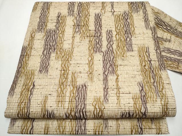 平和屋着物▽スリーシーズン 春夏秋 全通柄 九寸名古屋帯 櫛織 霞文 正絹 逸品 CABA5083hy