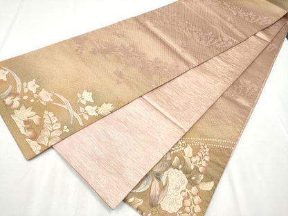 平和屋着物●両面 六通柄袋帯 辻が花 金彩 正絹 逸品 CABA5115hy