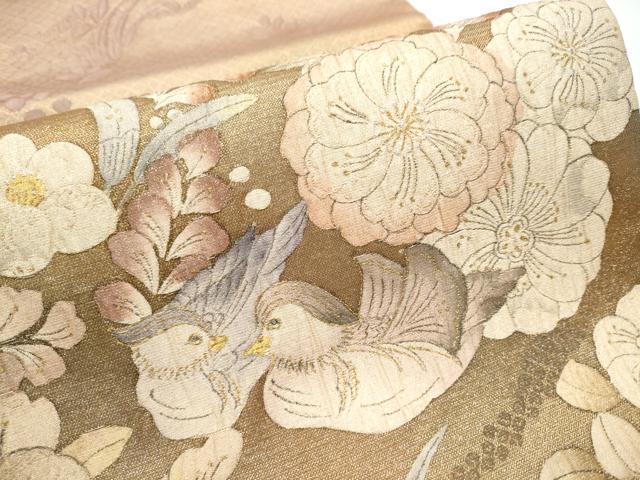 平和屋着物●両面 六通柄袋帯 辻が花 金彩 正絹 逸品 CABA5115hy