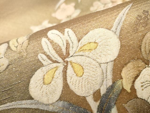 平和屋着物●両面 六通柄袋帯 辻が花 金彩 正絹 逸品 CABA5115hy