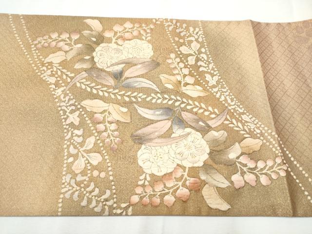 平和屋着物●両面 六通柄袋帯 辻が花 金彩 正絹 逸品 CABA5115hy