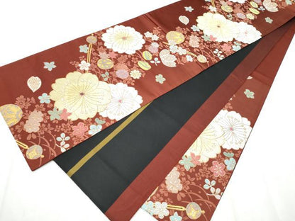 平和屋着物●両面　全通柄袋帯　唐織　簪　毬花文　金糸　正絹　逸品　CABA5133hy