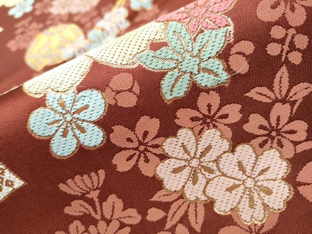 平和屋着物●両面　全通柄袋帯　唐織　簪　毬花文　金糸　正絹　逸品　CABA5133hy