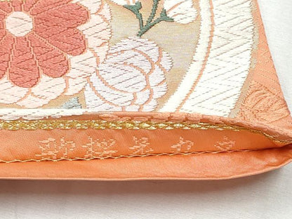 平和屋着物●六通柄袋帯　唐錦　歌桜花丸文　正絹　逸品　CABA5136hy