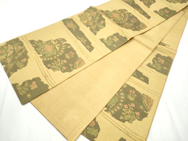 平和屋着物●六通柄袋帯　鳥獣花文　正絹　逸品　CABA5139hy