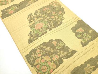 平和屋着物●六通柄袋帯　鳥獣花文　正絹　逸品　CABA5139hy