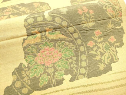 平和屋着物●六通柄袋帯　鳥獣花文　正絹　逸品　CABA5139hy