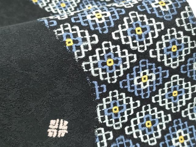 平和屋着物○六通柄袋帯 菱花文 黒地 正絹 逸品 CABA5151hy