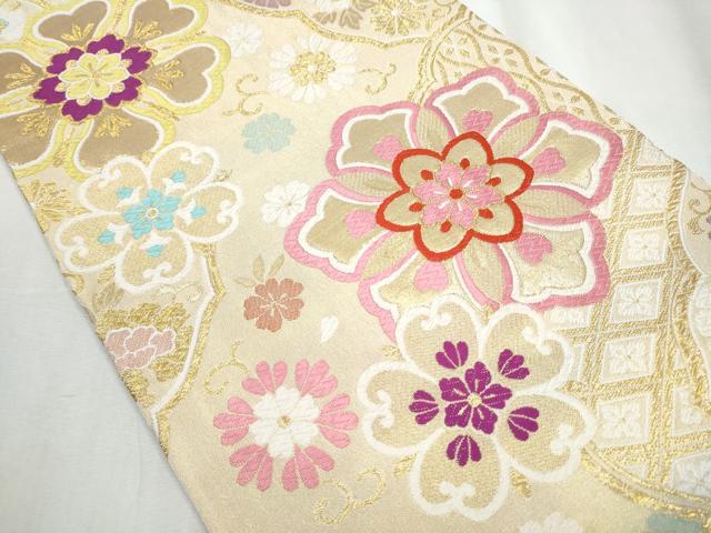 平和屋着物●六通柄袋帯　唐織　舞花文　金糸　正絹　逸品　CABA5158hy