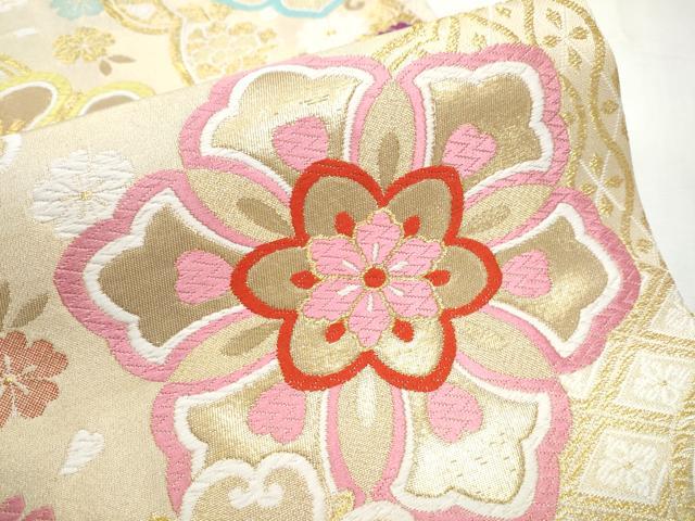 平和屋着物●六通柄袋帯　唐織　舞花文　金糸　正絹　逸品　CABA5158hy