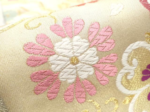 平和屋着物●六通柄袋帯　唐織　舞花文　金糸　正絹　逸品　CABA5158hy