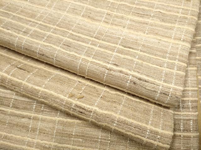 平和屋着物○インド・アッサム 野蚕糸 手織 ムガシルク 全通柄袋帯 格子柄