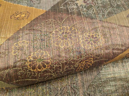 平和屋着物●六通柄袋帯 つづれ紹寿 切嵌花蝶文 金糸 正絹 逸品 CABA5198hy