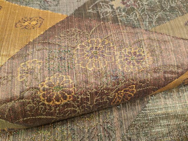平和屋着物●六通柄袋帯 つづれ紹寿 切嵌花蝶文 金糸 正絹 逸品 CABA5198hy