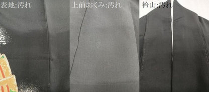 平和屋着物■豪華黒留袖　駒刺繍　檜扇鳳凰花文　金銀彩　正絹　逸品　CABA5235xi