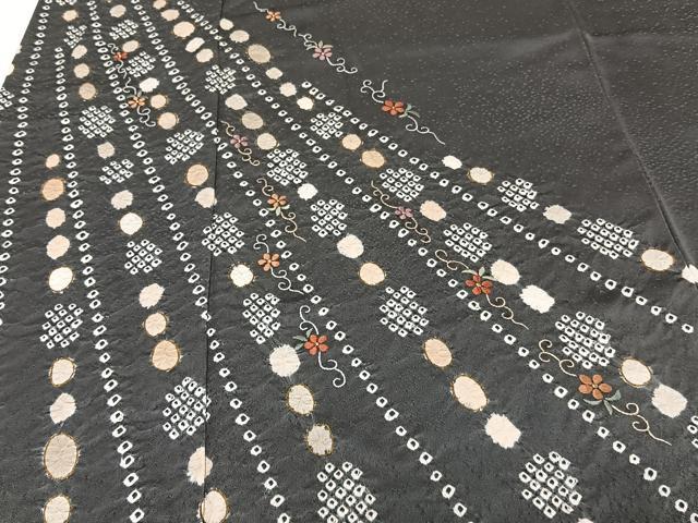 平和屋着物□訪問着 絞り 刺繍 花唐草文 金彩 正絹 逸品 CABA5268xi