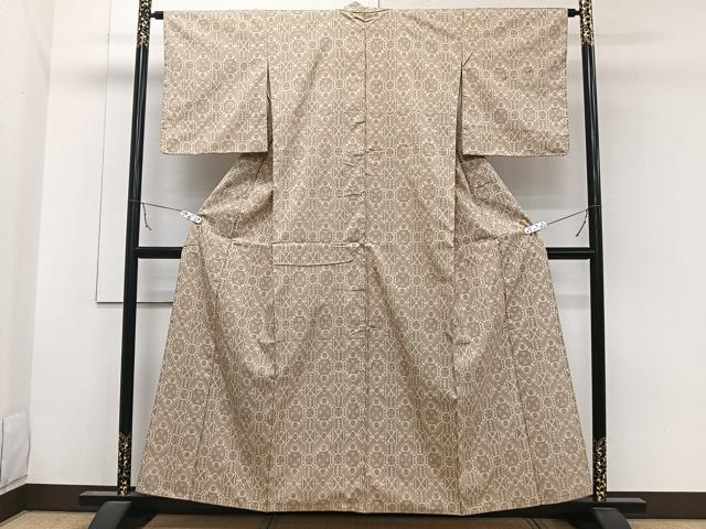 平和屋着物■上質な紬　菱文　正絹　逸品　CABA5443xi