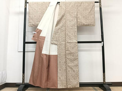 平和屋着物■上質な紬　菱文　正絹　逸品　CABA5443xi