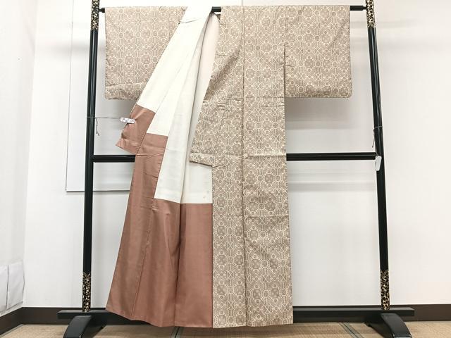 平和屋着物■上質な紬　菱文　正絹　逸品　CABA5443xi