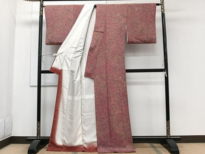 平和屋着物■上質な小紋　吉祥花文　金彩　鬼しぼ縮緬　正絹　逸品　CABA5489xi