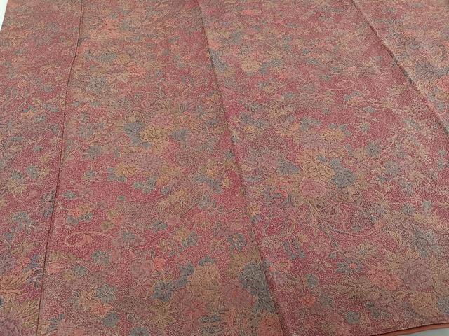 平和屋着物■上質な小紋　吉祥花文　金彩　鬼しぼ縮緬　正絹　逸品　CABA5489xi