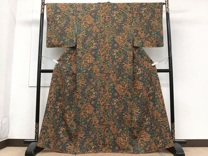 平和屋着物■上質な小紋　短冊花鳥文　正絹　逸品　CABA5514xi