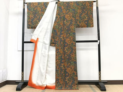 平和屋着物■上質な小紋　短冊花鳥文　正絹　逸品　CABA5514xi