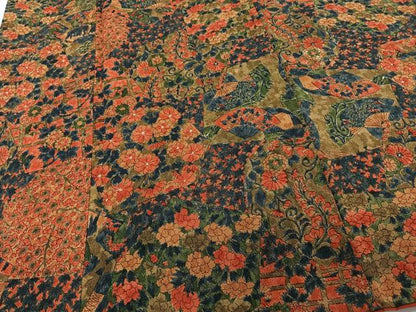 平和屋着物■上質な小紋　切嵌扇面草花文　鬼しぼ縮緬　正絹　逸品　CABA5546xi