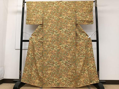 平和屋着物■上質な小紋　風景花文　正絹　逸品　CABA5548xi