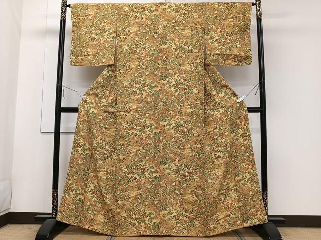 平和屋着物■上質な小紋　風景花文　正絹　逸品　CABA5548xi