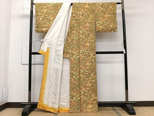 平和屋着物■上質な小紋　風景花文　正絹　逸品　CABA5548xi