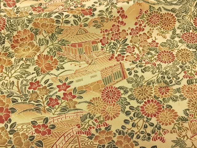 平和屋着物■上質な小紋　風景花文　正絹　逸品　CABA5548xi