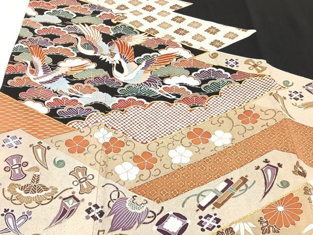 平和屋着物■豪華黒留袖 作家物 駒刺繍 飛鶴吉祥花文 暈し染め 金彩 正絹 逸品 CABA5554xi