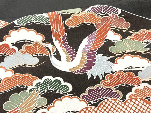 平和屋着物■豪華黒留袖 作家物 駒刺繍 飛鶴吉祥花文 暈し染め 金彩 正絹 逸品 CABA5554xi