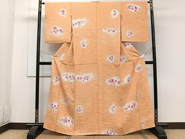 平和屋着物■上質な小紋　ろうけつ染め　舞花文　暈し染め　正絹　逸品　CABA5591xi