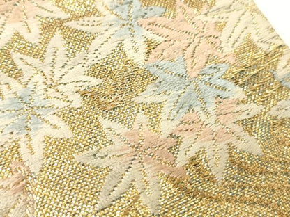 平和屋着物▼六通柄袋帯　唐織　地紙花文　金糸　引箔　正絹　逸品　CABA5671ak