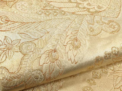 平和屋着物▼六通柄　本袋帯　更紗孔雀吉祥花文　金糸　引箔　正絹　逸品　CABA5728ak